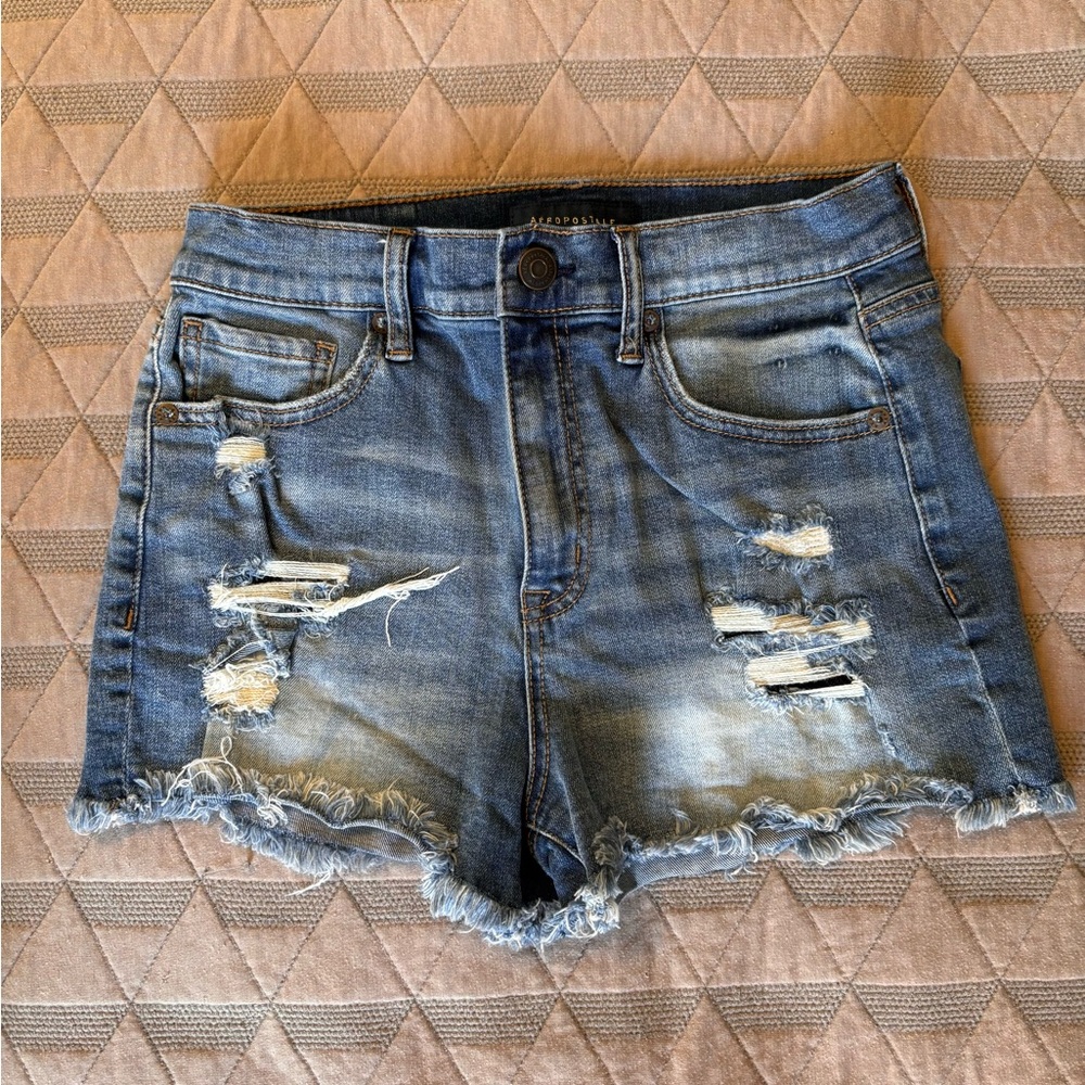 Aeropostale Blue Distressed Jean Shorts